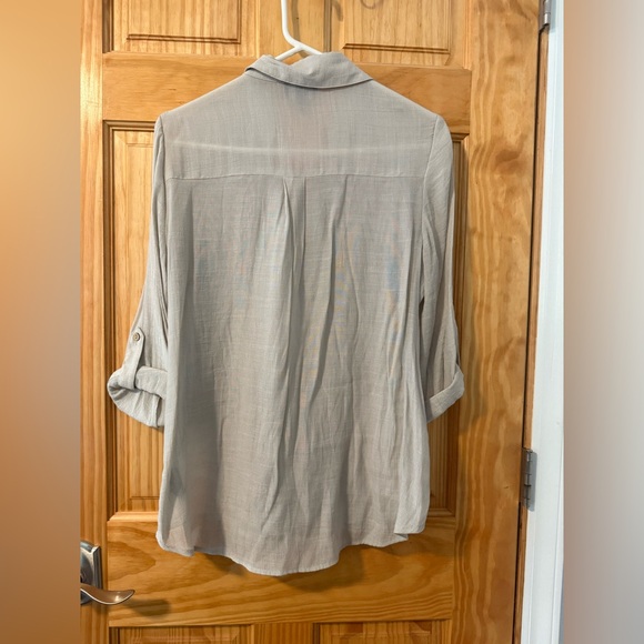 by & by Ivory Casual Button Down Shirt with Rolled Sleeves - Picture 3 of 3